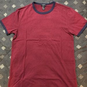 Maroon and navy ringer tee